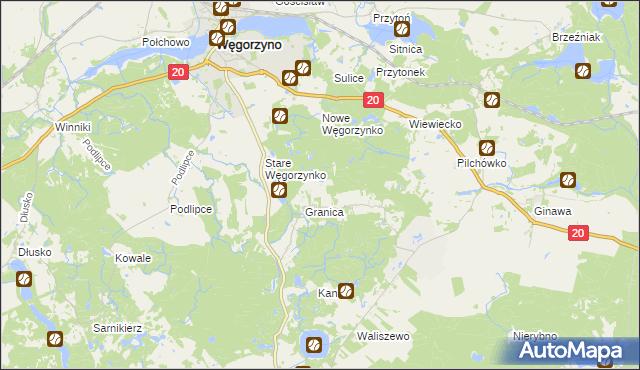 mapa Małe Węgorzynko, Małe Węgorzynko na mapie Targeo