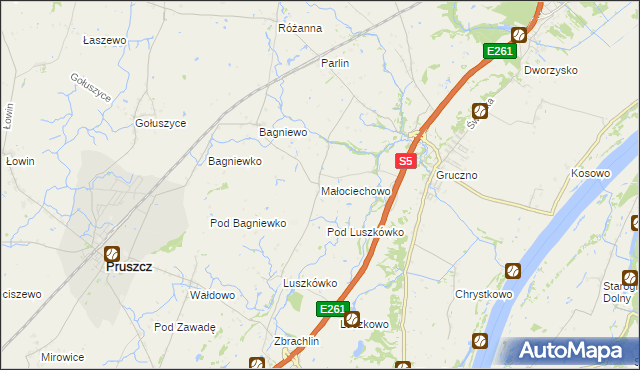 mapa Małociechowo, Małociechowo na mapie Targeo