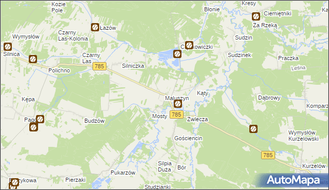 mapa Maluszyn gmina Żytno, Maluszyn gmina Żytno na mapie Targeo