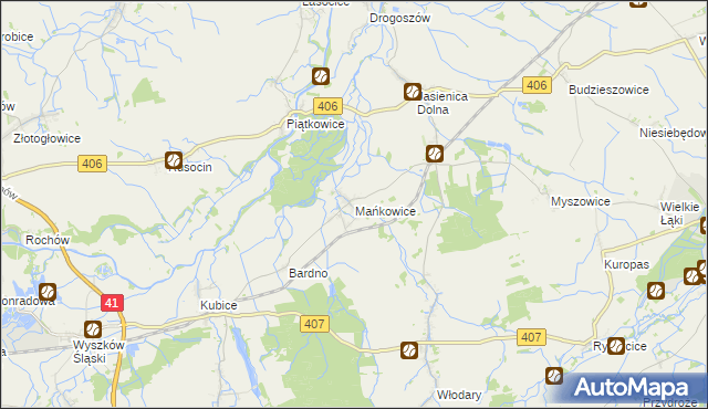 mapa Mańkowice, Mańkowice na mapie Targeo