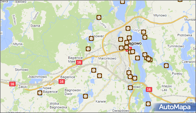 mapa Marcinkowo gmina Mrągowo, Marcinkowo gmina Mrągowo na mapie Targeo