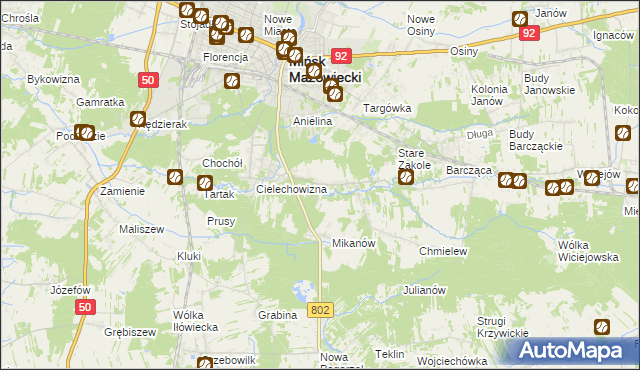 mapa Marianka gmina Mińsk Mazowiecki, Marianka gmina Mińsk Mazowiecki na mapie Targeo