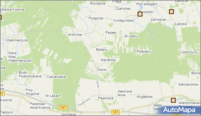 mapa Marianów gmina Rzeczniów, Marianów gmina Rzeczniów na mapie Targeo