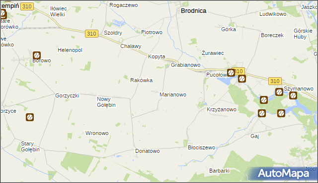 mapa Marianowo gmina Śrem, Marianowo gmina Śrem na mapie Targeo