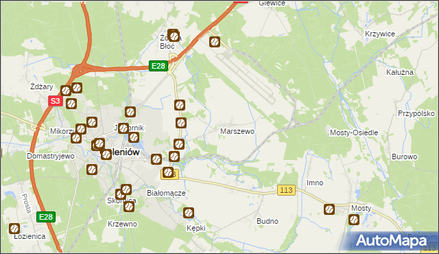 mapa Marszewo gmina Goleniów, Marszewo gmina Goleniów na mapie Targeo