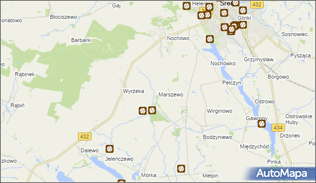 mapa Marszewo gmina Śrem, Marszewo gmina Śrem na mapie Targeo