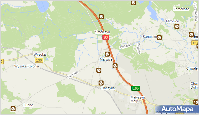 mapa Marwice gmina Lubiszyn, Marwice gmina Lubiszyn na mapie Targeo