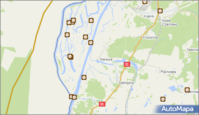 mapa Marwice gmina Widuchowa, Marwice gmina Widuchowa na mapie Targeo