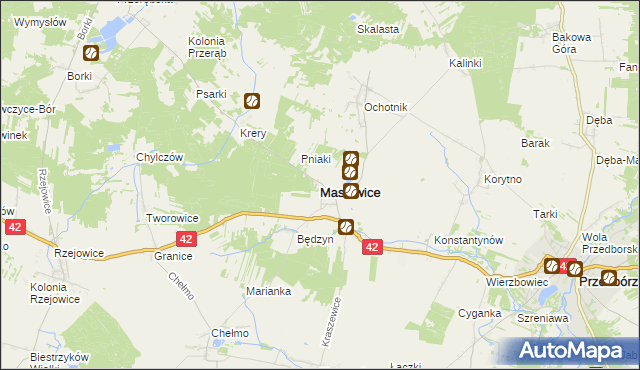 mapa Masłowice powiat radomszczański, Masłowice powiat radomszczański na mapie Targeo