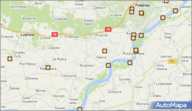 mapa Maśnik, Maśnik na mapie Targeo