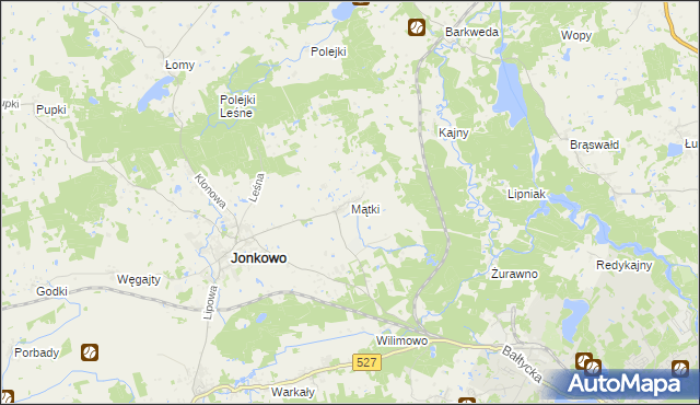 mapa Mątki gmina Jonkowo, Mątki gmina Jonkowo na mapie Targeo