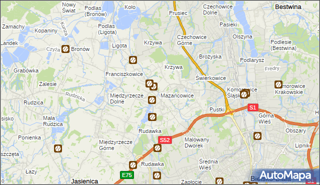 mapa Mazańcowice, Mazańcowice na mapie Targeo