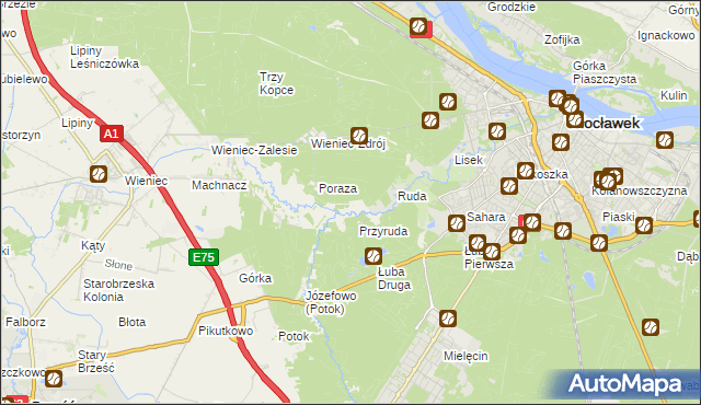 mapa Mazury gmina Brześć Kujawski, Mazury gmina Brześć Kujawski na mapie Targeo