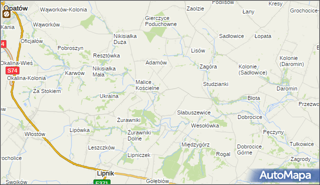 mapa Męczennice, Męczennice na mapie Targeo