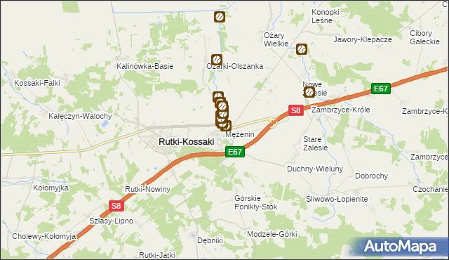 mapa Mężenin gmina Rutki, Mężenin gmina Rutki na mapie Targeo