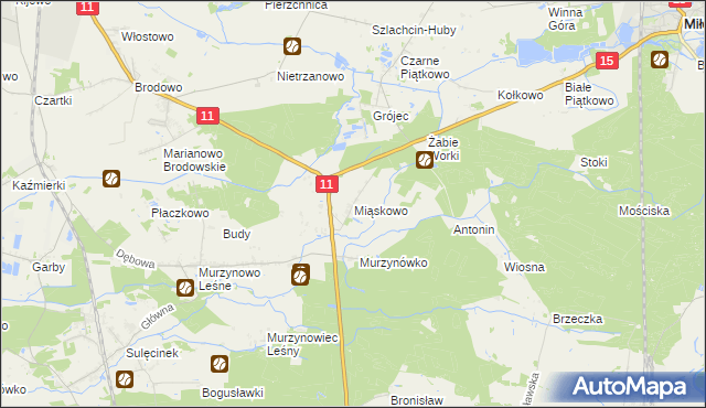 mapa Miąskowo gmina Krzykosy, Miąskowo gmina Krzykosy na mapie Targeo