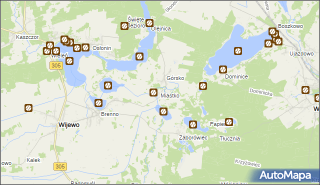 mapa Miastko gmina Wijewo, Miastko gmina Wijewo na mapie Targeo