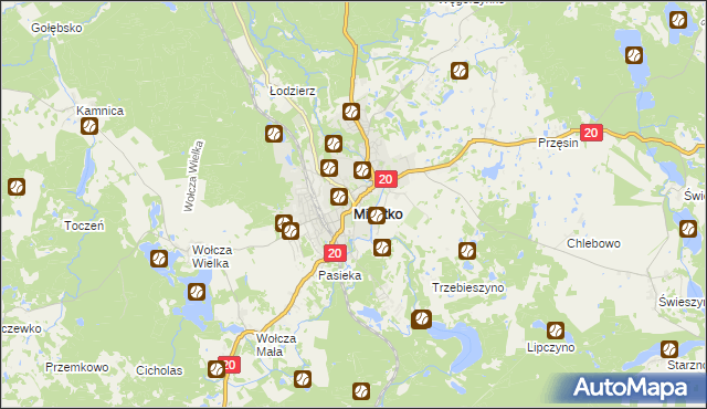 mapa Miastko powiat bytowski, Miastko powiat bytowski na mapie Targeo