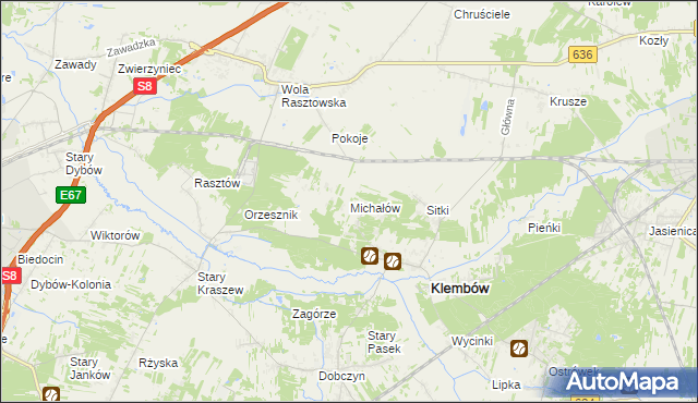 mapa Michałów gmina Klembów, Michałów gmina Klembów na mapie Targeo