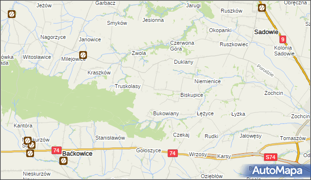 mapa Michałów gmina Sadowie, Michałów gmina Sadowie na mapie Targeo