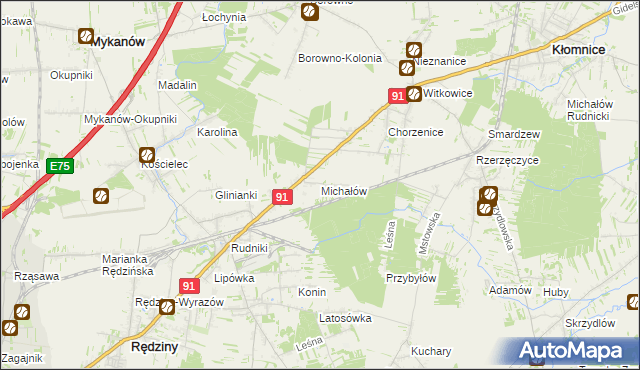 mapa Michałów Rudnicki, Michałów Rudnicki na mapie Targeo