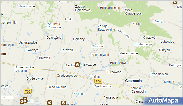 mapa Michałowice gmina Czarnocin, Michałowice gmina Czarnocin na mapie Targeo