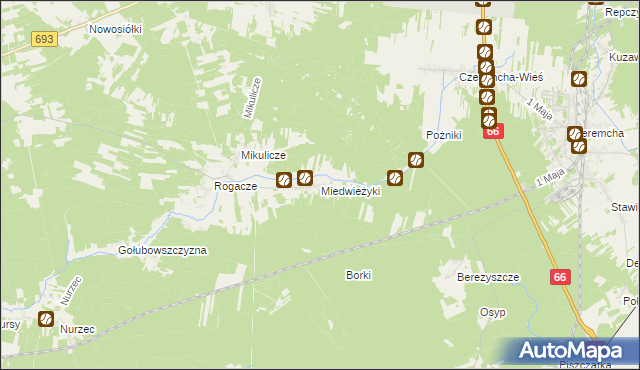 mapa Miedwieżyki, Miedwieżyki na mapie Targeo