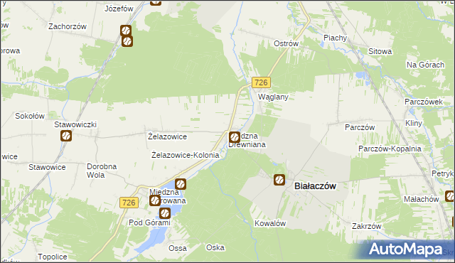 mapa Miedzna Drewniana, Miedzna Drewniana na mapie Targeo