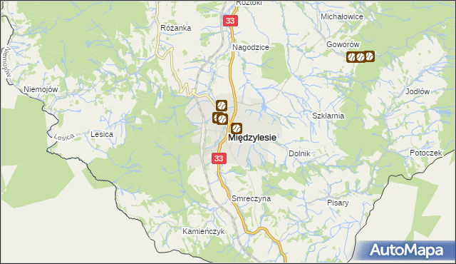 mapa Międzylesie powiat kłodzki, Międzylesie powiat kłodzki na mapie Targeo