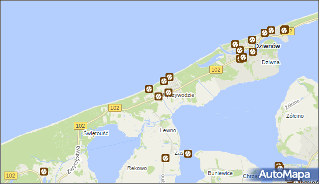 mapa Międzywodzie, Międzywodzie na mapie Targeo