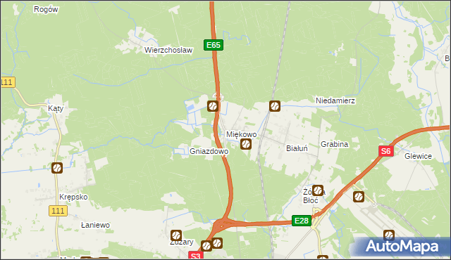 mapa Miękowo gmina Goleniów, Miękowo gmina Goleniów na mapie Targeo