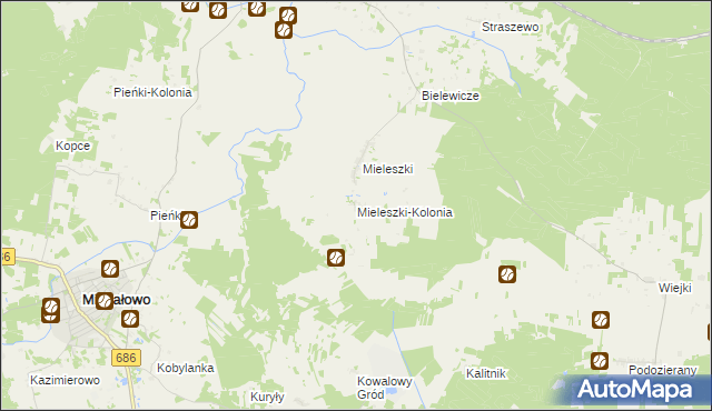mapa Mieleszki-Kolonia, Mieleszki-Kolonia na mapie Targeo