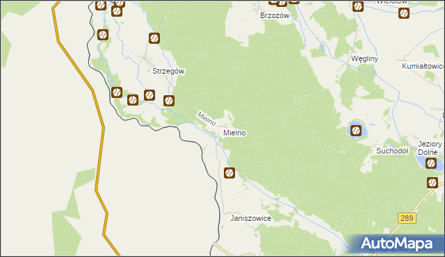 mapa Mielno gmina Gubin, Mielno gmina Gubin na mapie Targeo