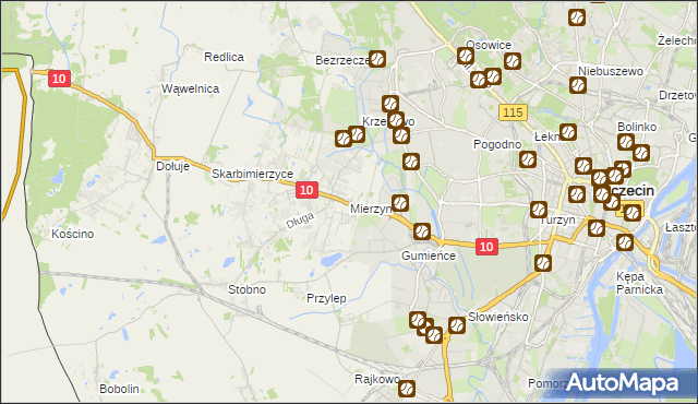 mapa Mierzyn gmina Dobra (Szczecińska), Mierzyn gmina Dobra (Szczecińska) na mapie Targeo