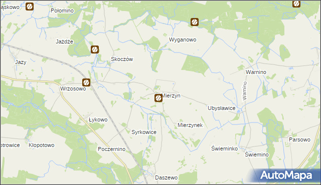 mapa Mierzyn gmina Karlino, Mierzyn gmina Karlino na mapie Targeo