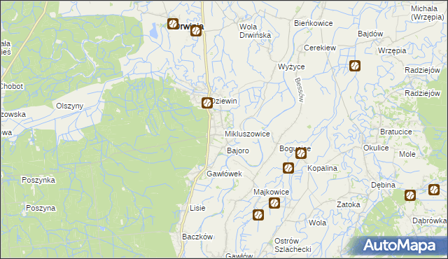 mapa Mikluszowice, Mikluszowice na mapie Targeo