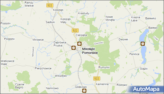 mapa Mikołajki Pomorskie, Mikołajki Pomorskie na mapie Targeo