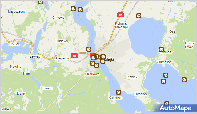 mapa Mikołajki powiat mrągowski, Mikołajki powiat mrągowski na mapie Targeo