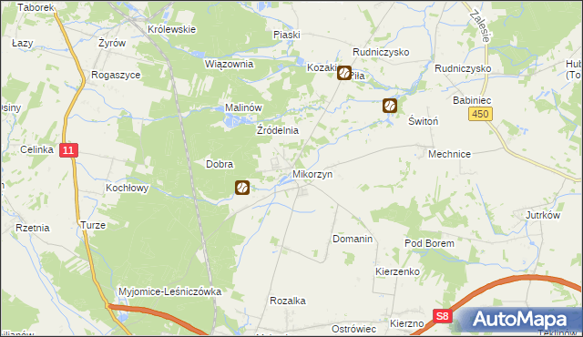 mapa Mikorzyn gmina Kępno, Mikorzyn gmina Kępno na mapie Targeo