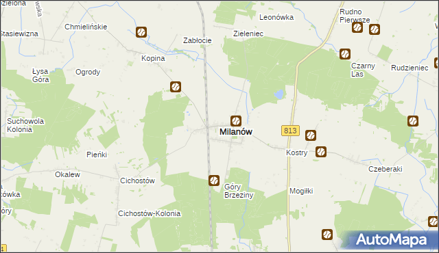 mapa Milanów powiat parczewski, Milanów powiat parczewski na mapie Targeo