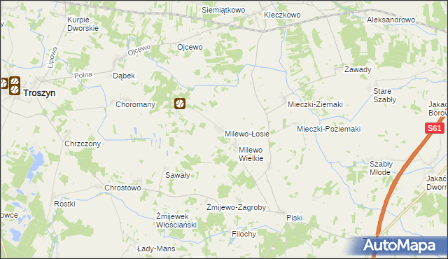 mapa Milewo-Łosie, Milewo-Łosie na mapie Targeo