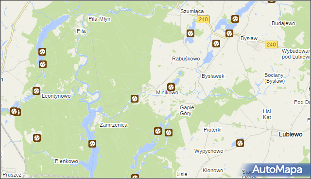 mapa Minikowo gmina Lubiewo, Minikowo gmina Lubiewo na mapie Targeo