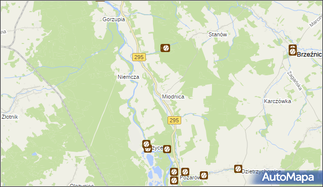 mapa Miodnica, Miodnica na mapie Targeo