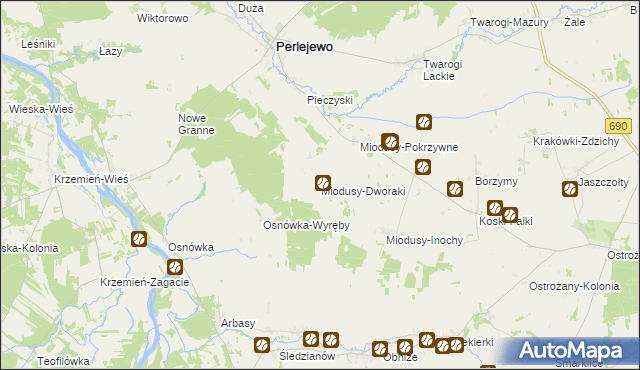 mapa Miodusy-Dworaki, Miodusy-Dworaki na mapie Targeo