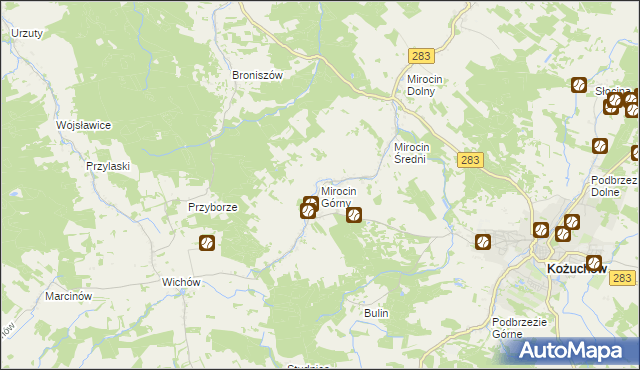 mapa Mirocin Górny, Mirocin Górny na mapie Targeo