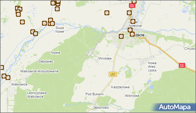 mapa Mirosław gmina Ujście, Mirosław gmina Ujście na mapie Targeo