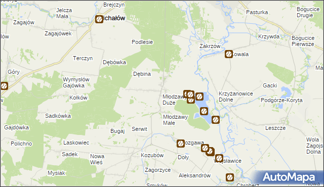 mapa Młodzawy Duże, Młodzawy Duże na mapie Targeo
