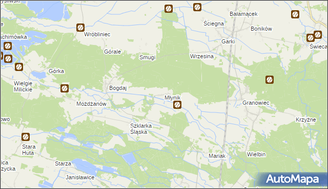 mapa Młynik gmina Sośnie, Młynik gmina Sośnie na mapie Targeo