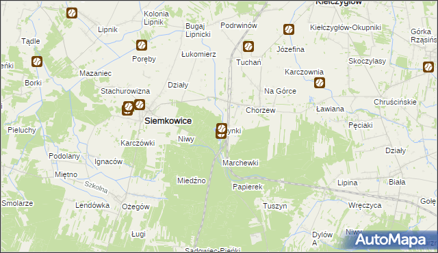 mapa Młynki gmina Siemkowice, Młynki gmina Siemkowice na mapie Targeo