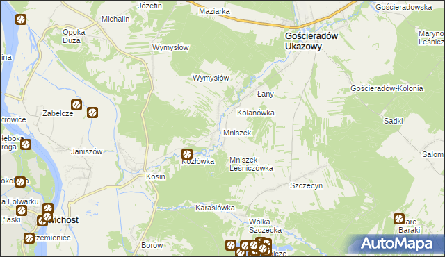 mapa Mniszek gmina Gościeradów, Mniszek gmina Gościeradów na mapie Targeo